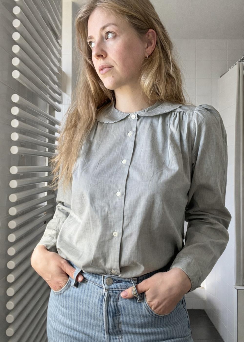 Mintgroene katoenen blouse - maat XS/S