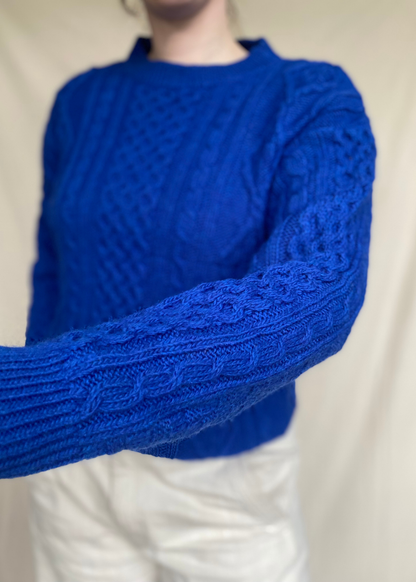 Royal blue kabel trui - maat L/XL