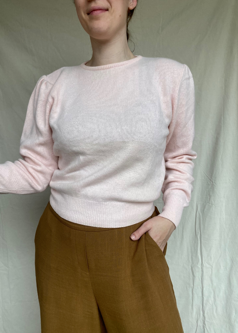 Zachtroze angorawollen trui –  maat S/M