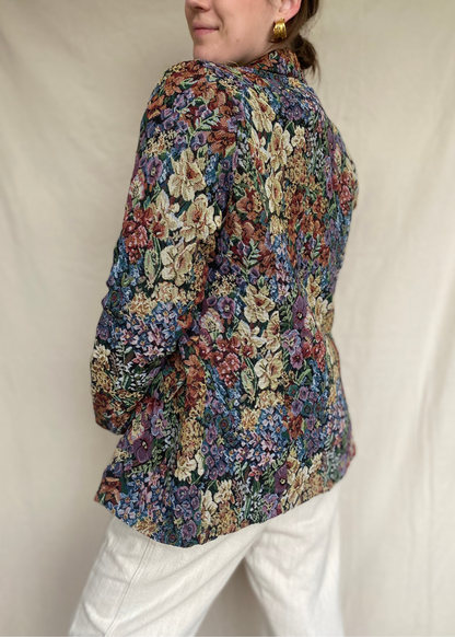 Geweven bloemen blazer - maat M/L