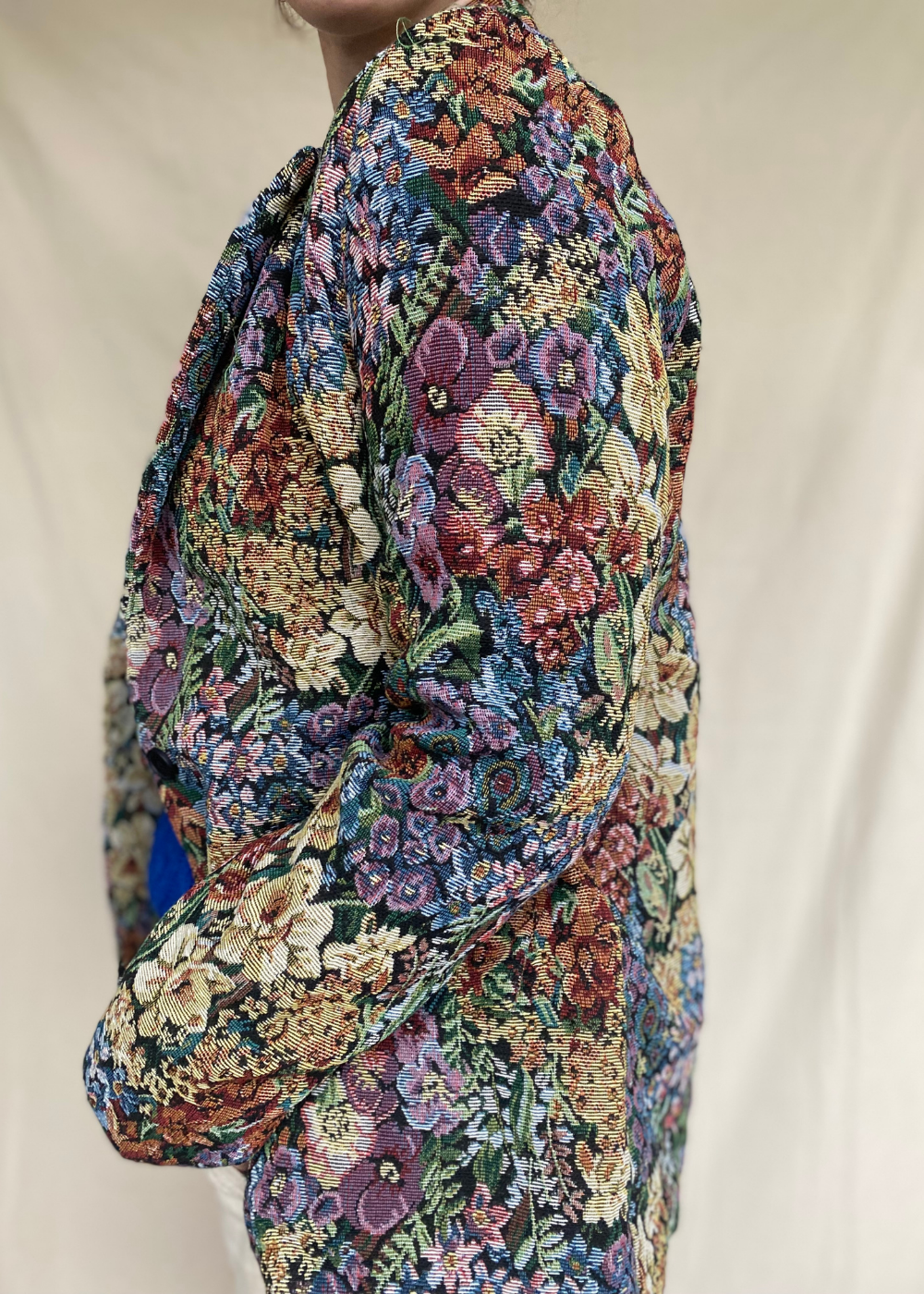 Geweven bloemen blazer - maat M/L