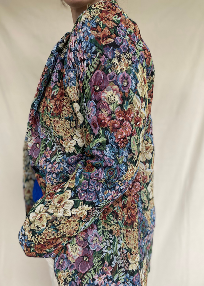 Geweven bloemen blazer - maat M/L