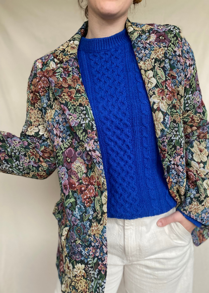 Geweven bloemen blazer - maat M/L