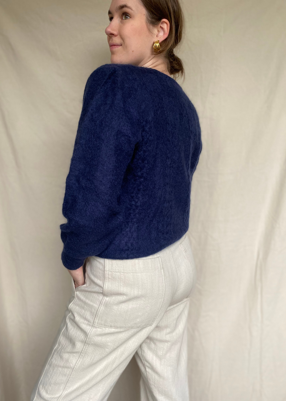 Donkerblauwe mohair trui - maat M/L