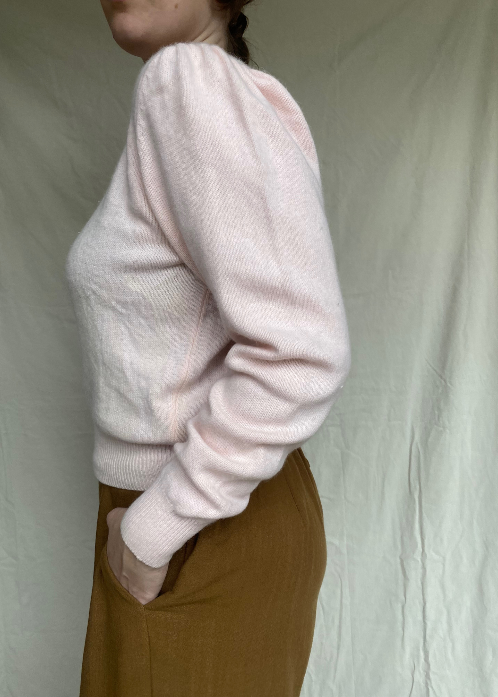 Zachtroze angorawollen trui –  maat S/M