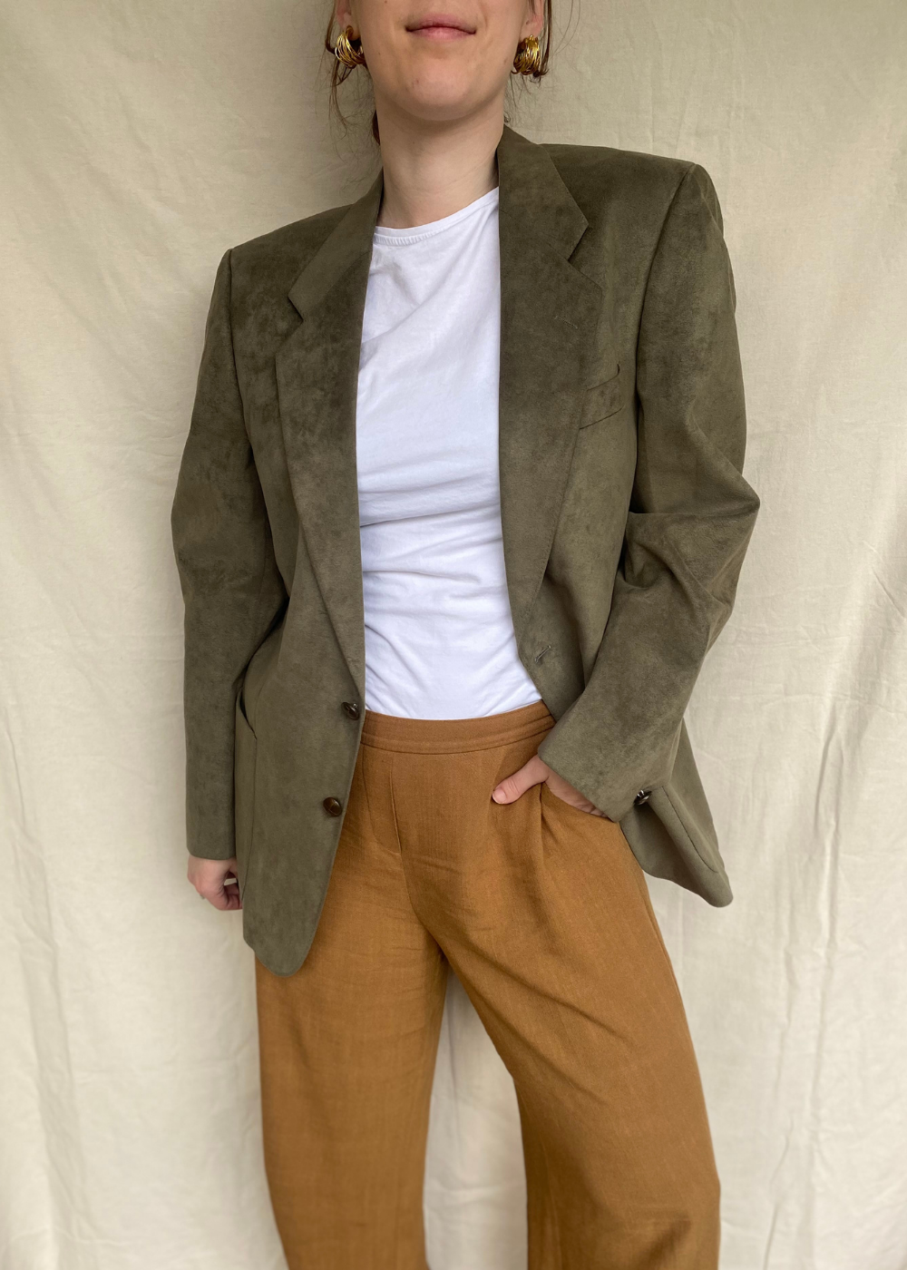 Groene velours blazer – maat L/XL