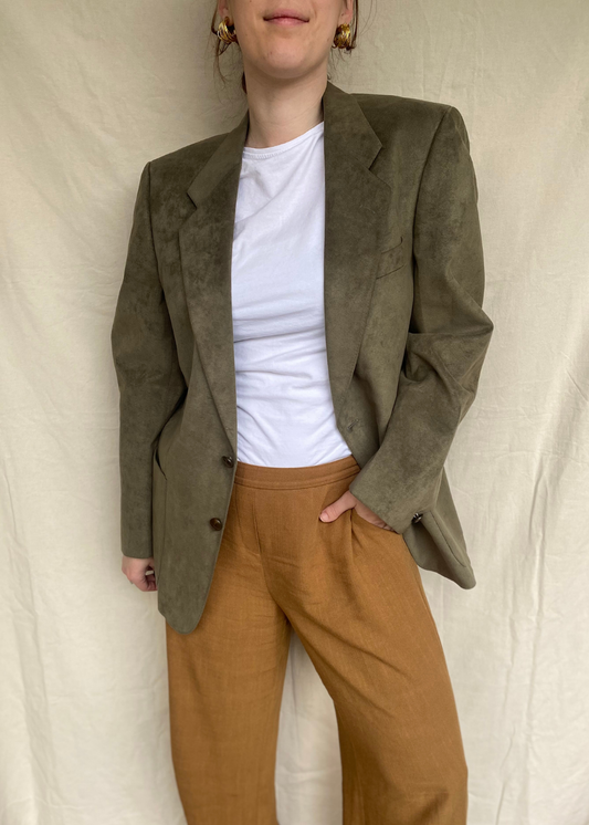 Groene velours blazer – maat L/XL
