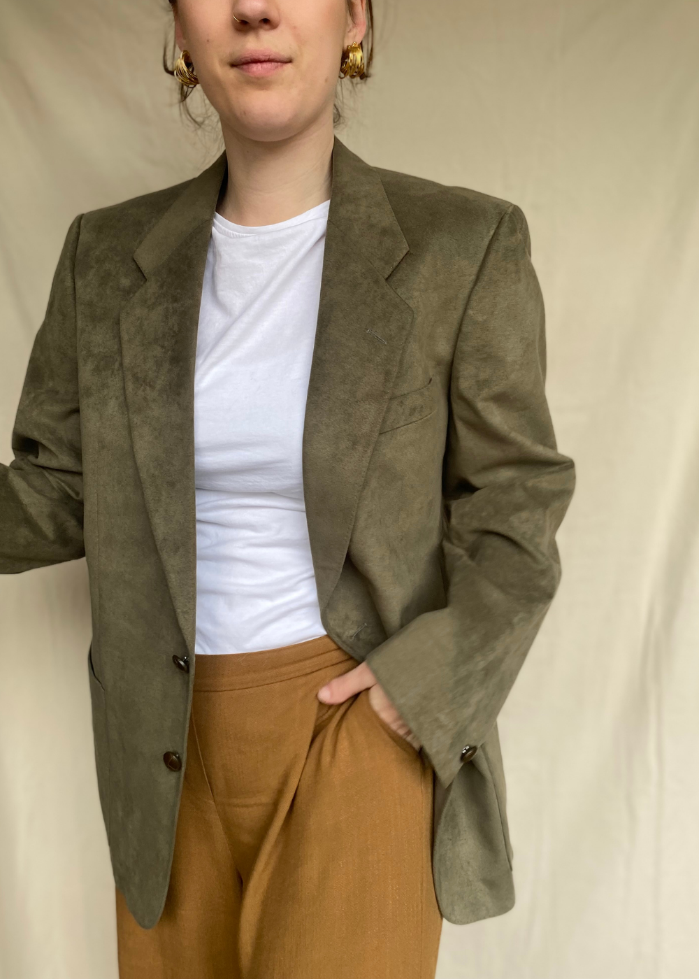 Groene velours blazer – maat L/XL