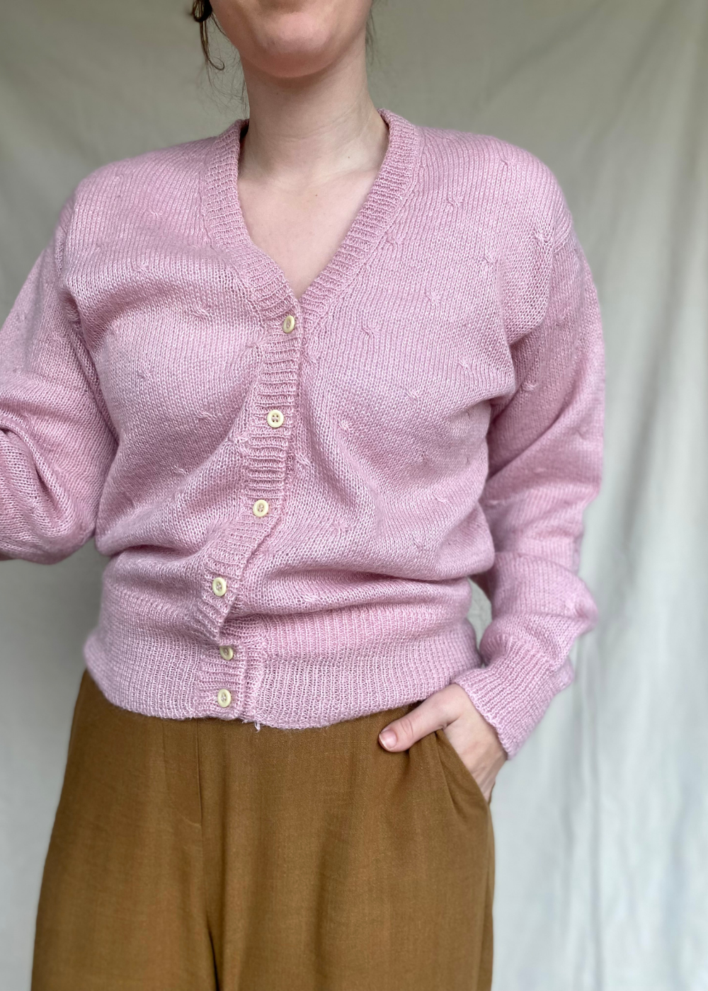 Poederroze wollen vest - maat M/L