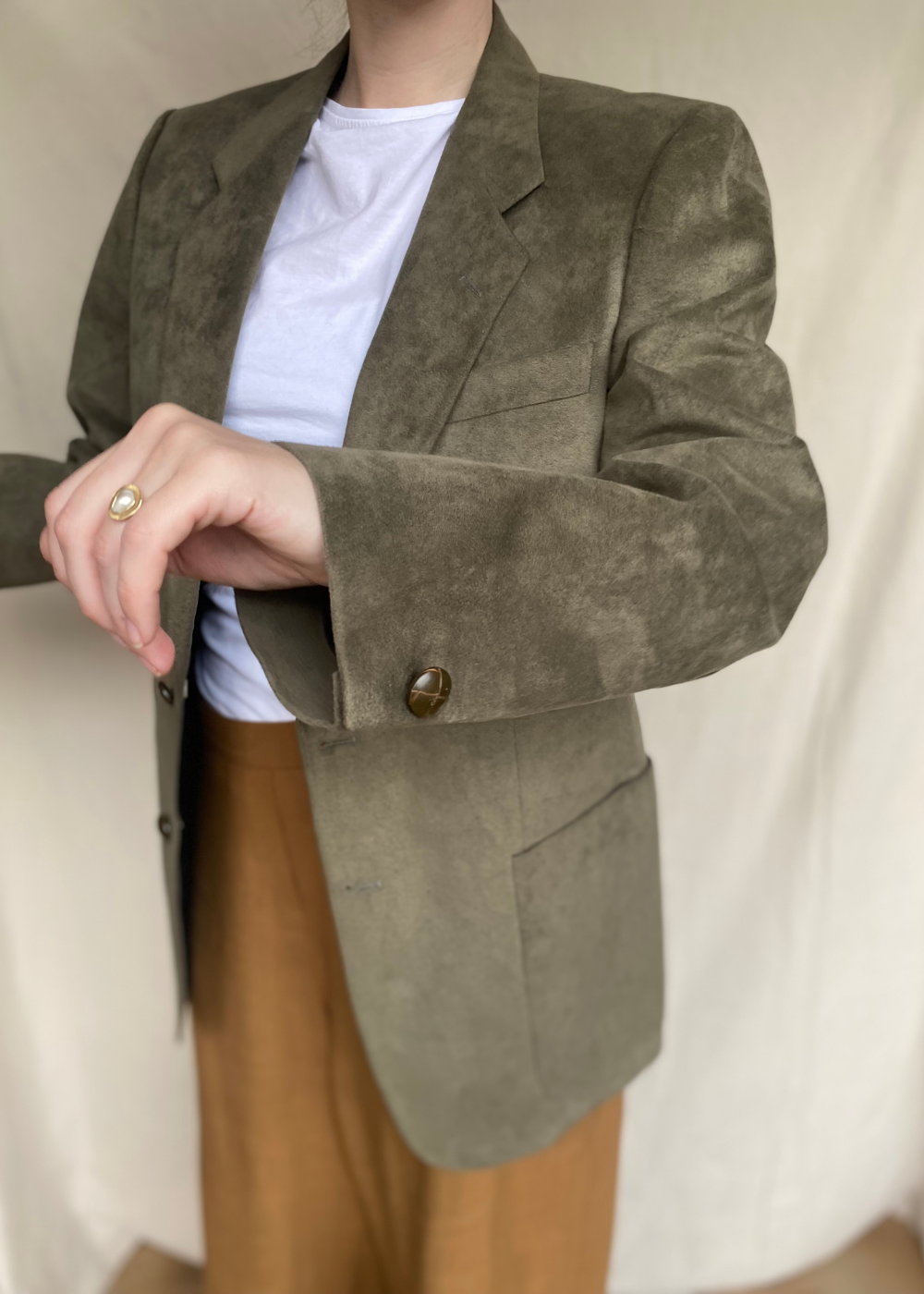 Groene velours blazer – maat L/XL