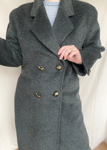 Donkergroene woolcoat – maat L