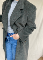 Donkergroene woolcoat – maat L