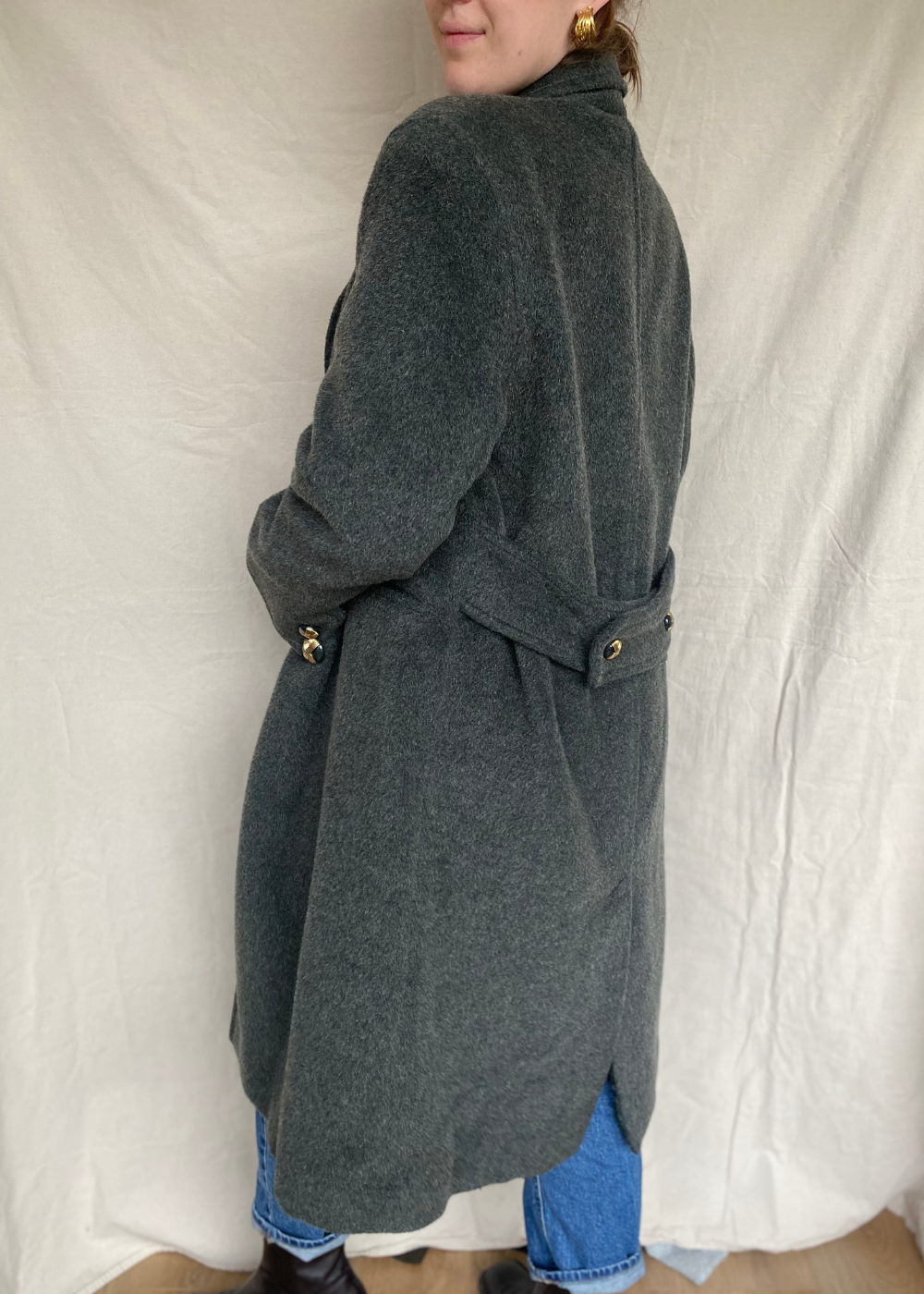 Donkergroene woolcoat – maat L