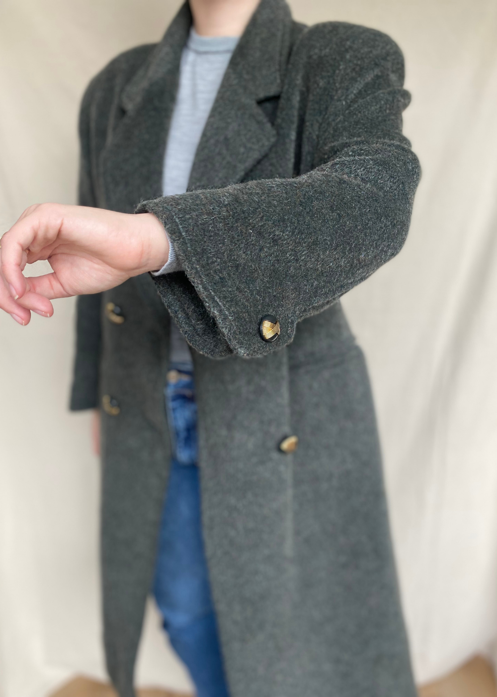 Donkergroene woolcoat – maat L