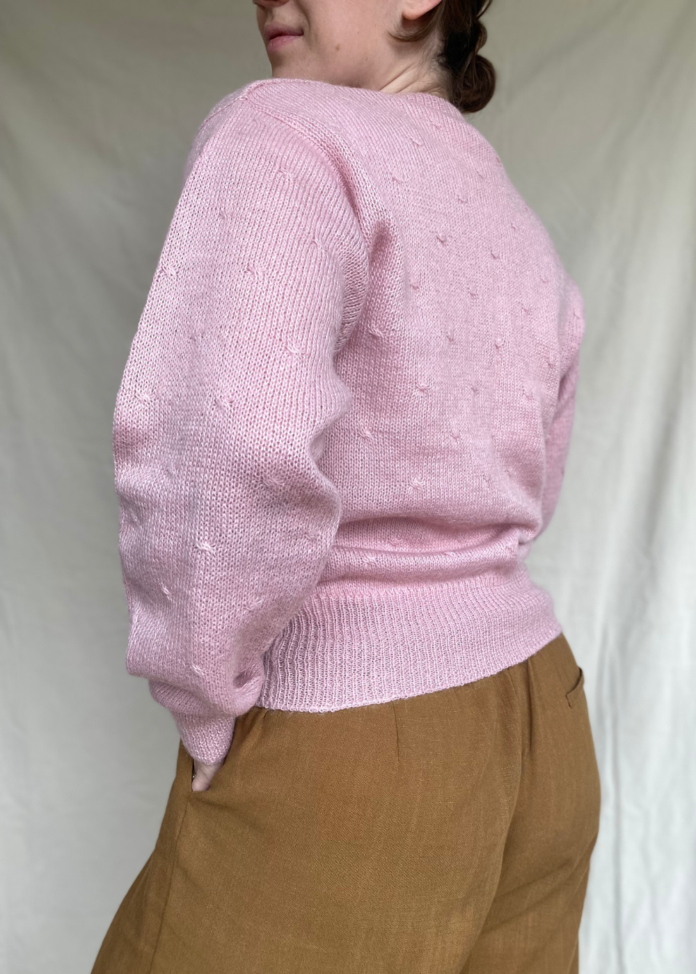 Poederroze wollen vest - maat M/L