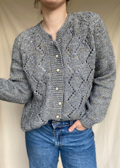 Grijs gehaakt vest met glitter - maat L/XL