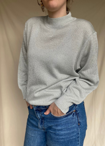 Zilveren lange mouwen top - maat L/XL