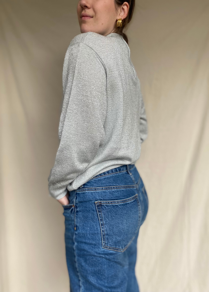 Zilveren lange mouwen top - maat L/XL