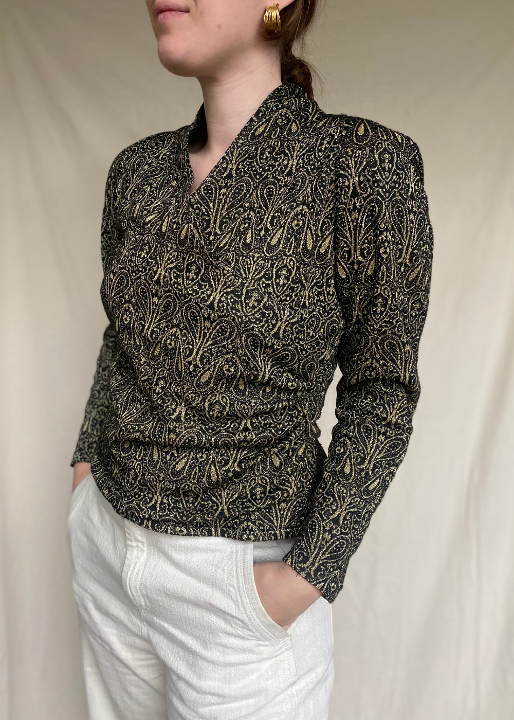 Zwart/gouden overslag top - maat S/M