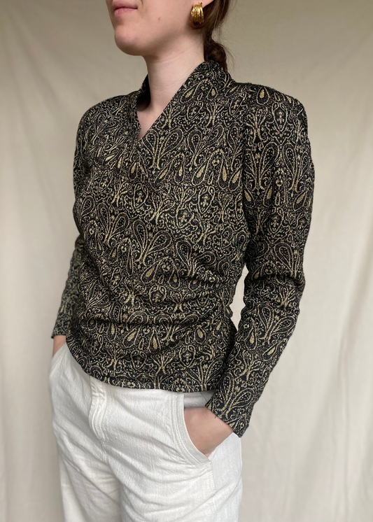 Zwart/gouden overslag top - maat S/M