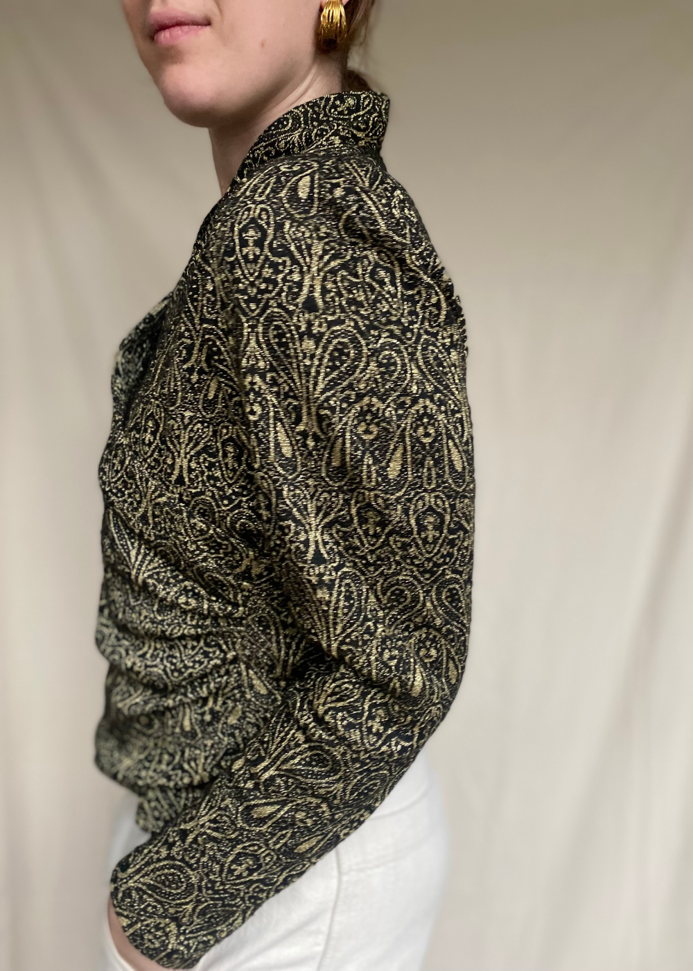 Zwart/gouden overslag top - maat S/M