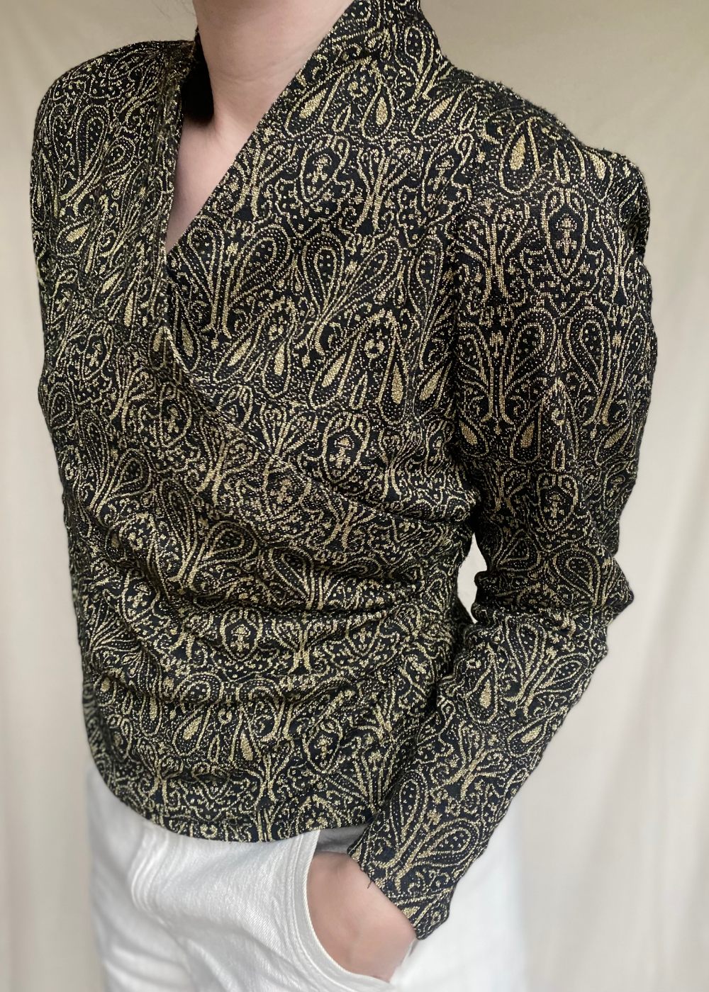 Zwart/gouden overslag top - maat S/M