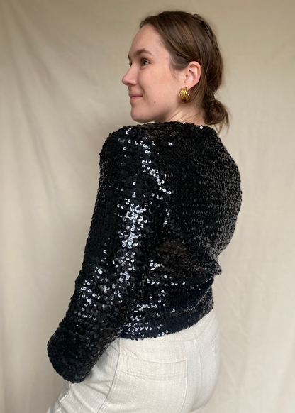 Zwart glitter pailletten vest - maat M/L