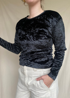 Zwart velvet top - maat S/M