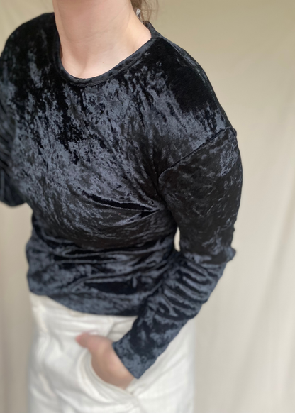 Zwart velvet top - maat S/M