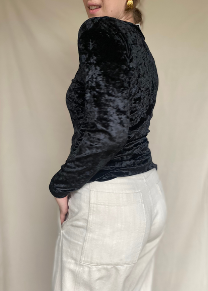 Zwart velvet top - maat S/M