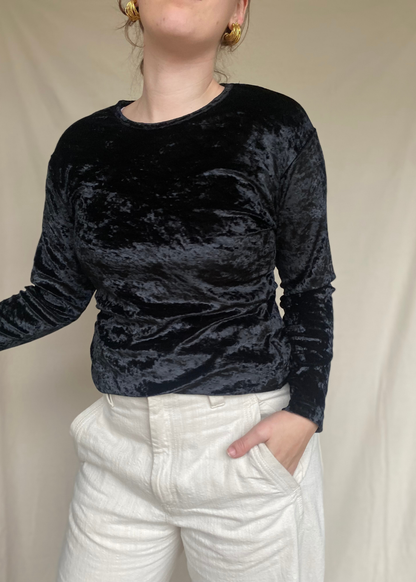 Zwart velvet top - maat S/M