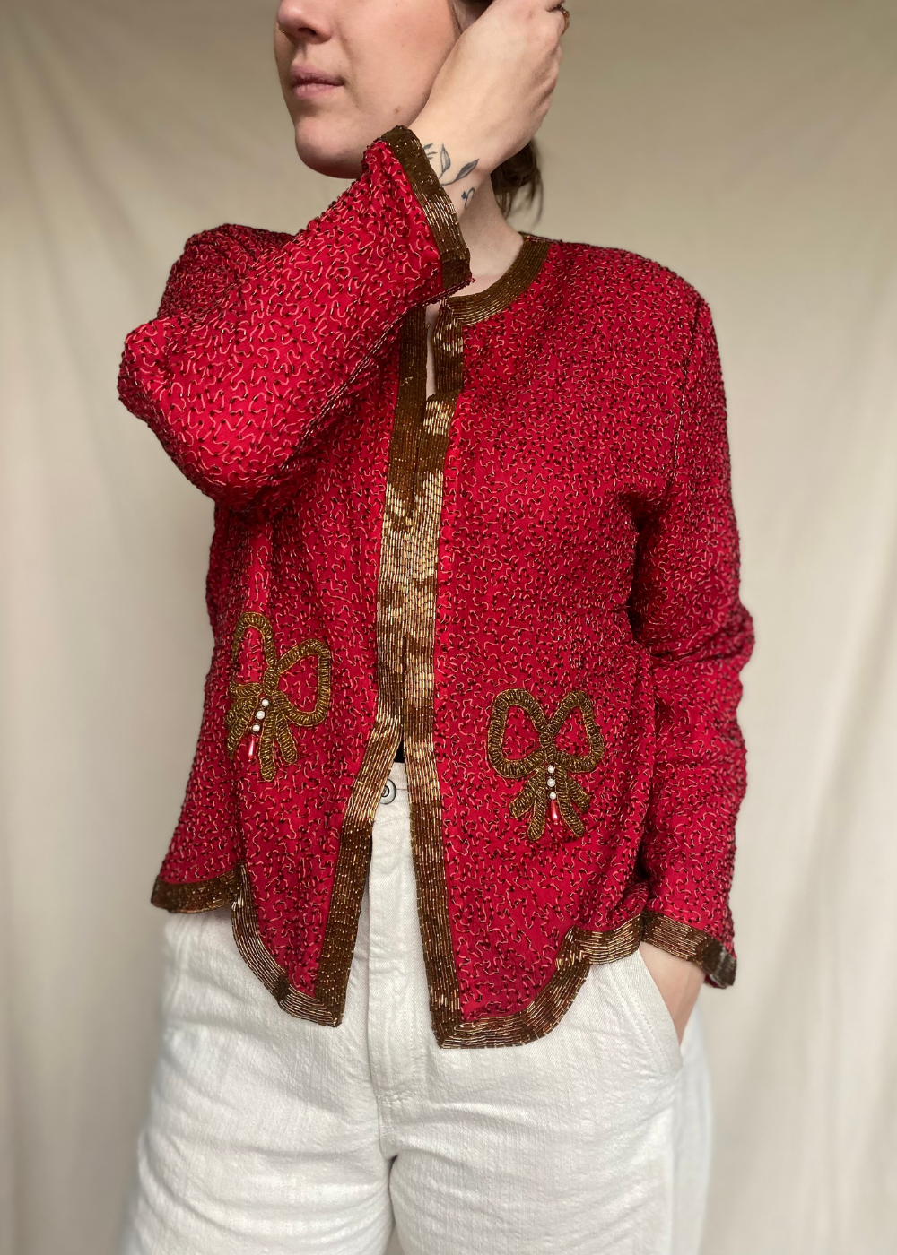 Kerst pailletten top - maat L/XL