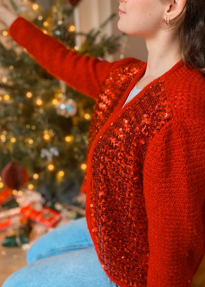 Rood pailletten vest - maat M
