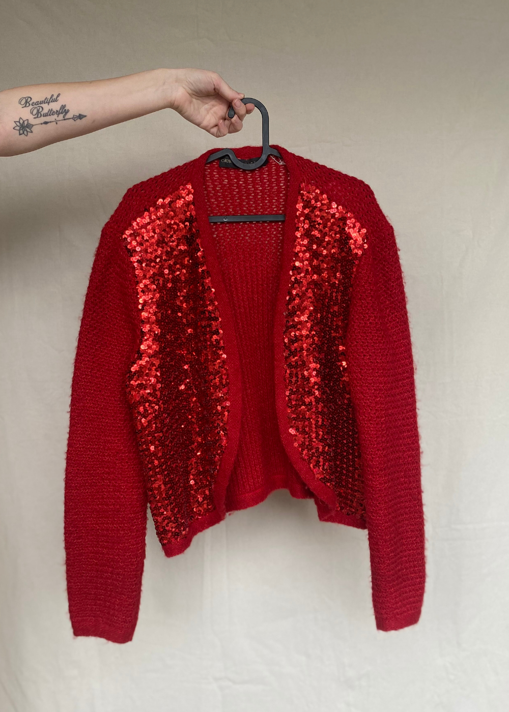 Rood pailletten vest - maat M