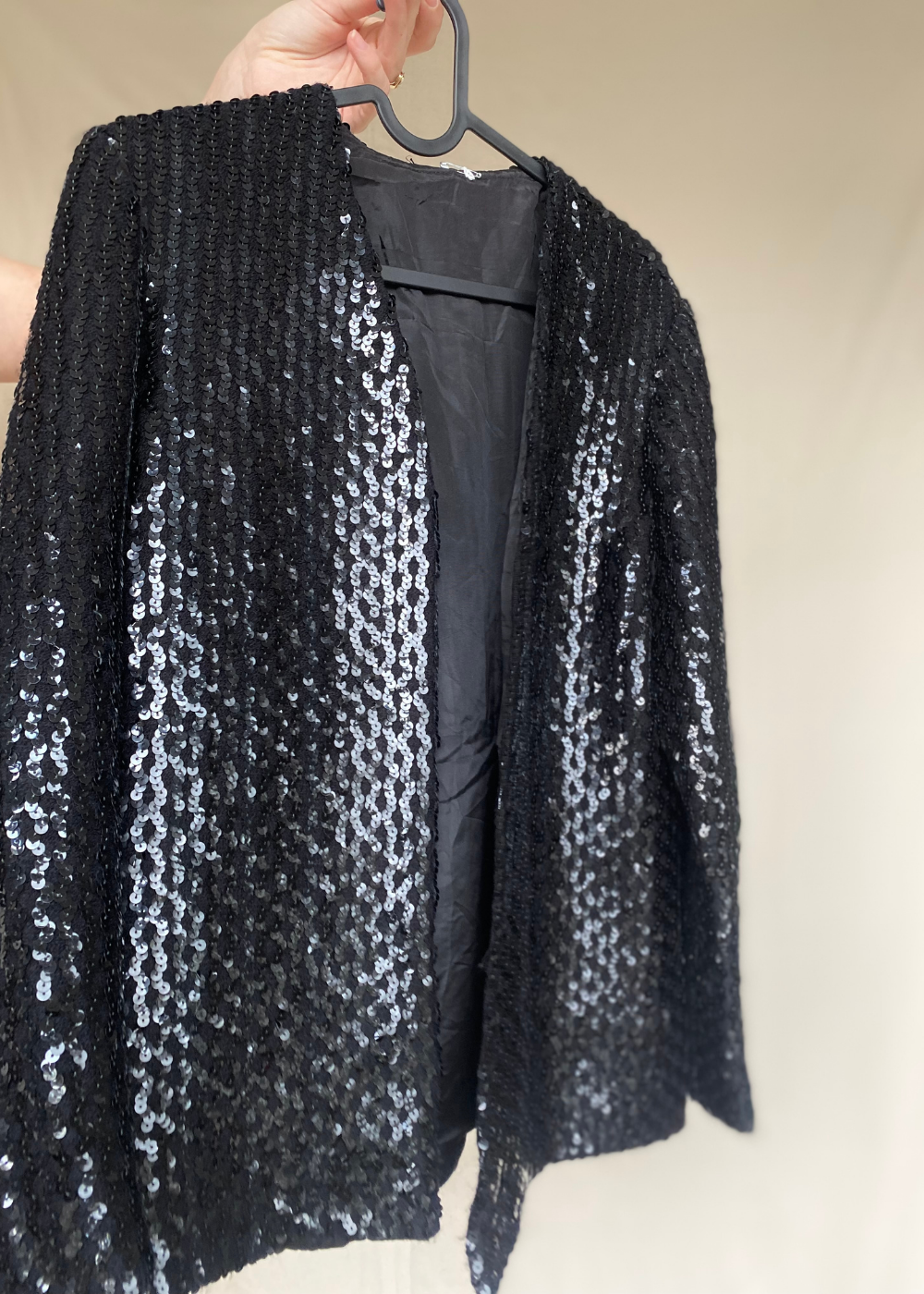 Zwart glitter pailletten vest - maat M