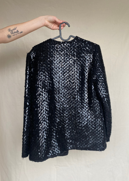 Zwart glitter pailletten vest - maat M