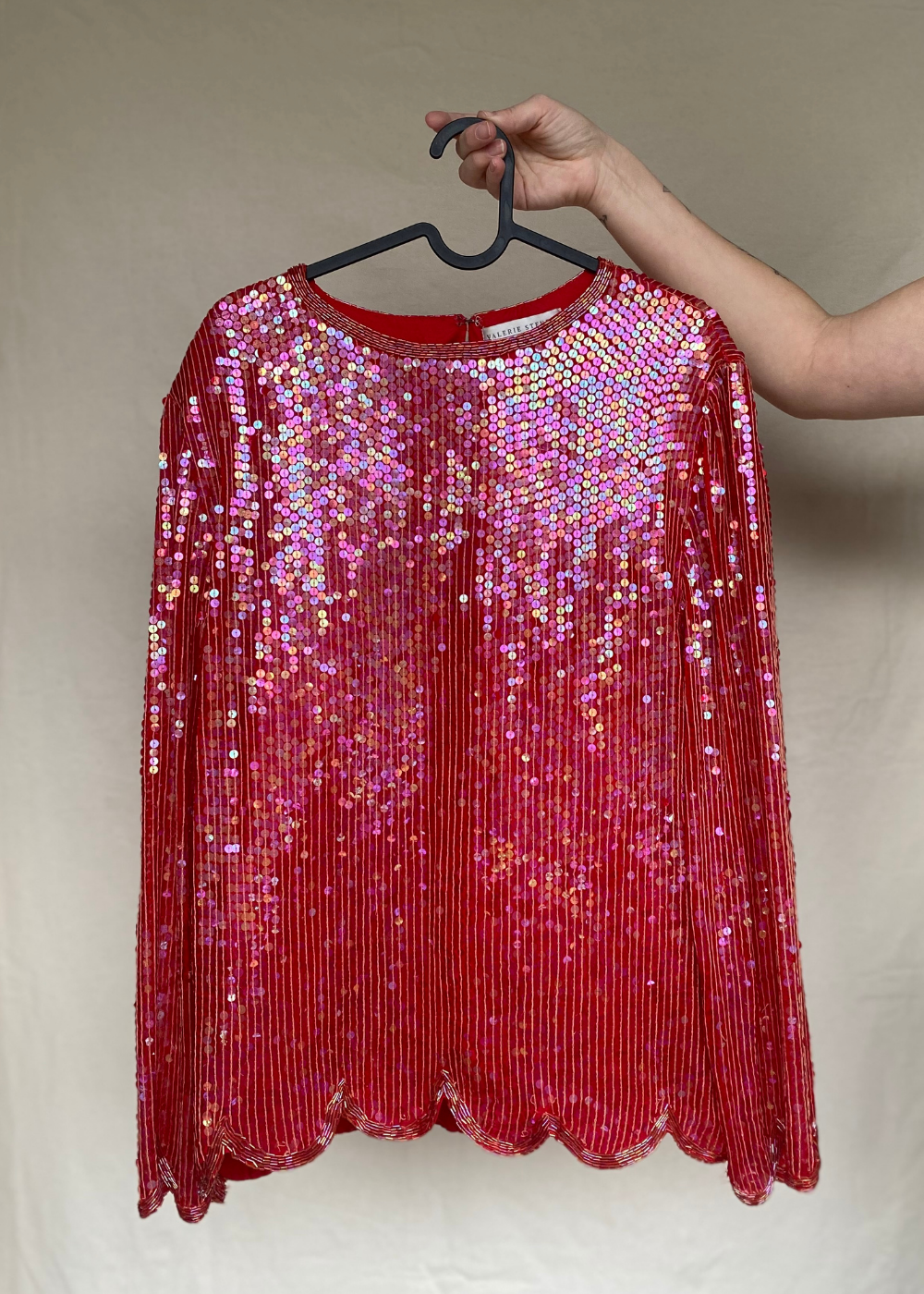Rode pailletten top - maat L
