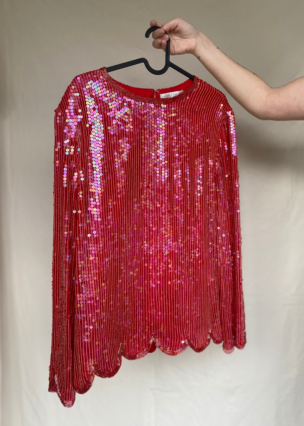 Rode pailletten top - maat L