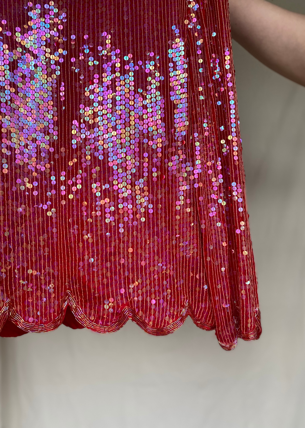 Rode pailletten top - maat L