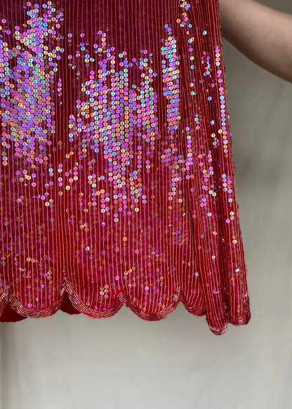 Rode pailletten top - maat L