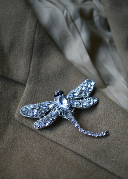 Zilveren libelle broche