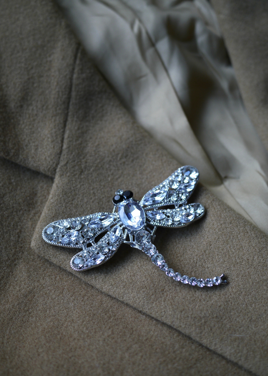 Zilveren libelle broche