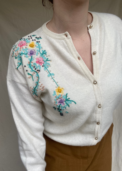 Crèmewit angorawollen vest- maat M/L