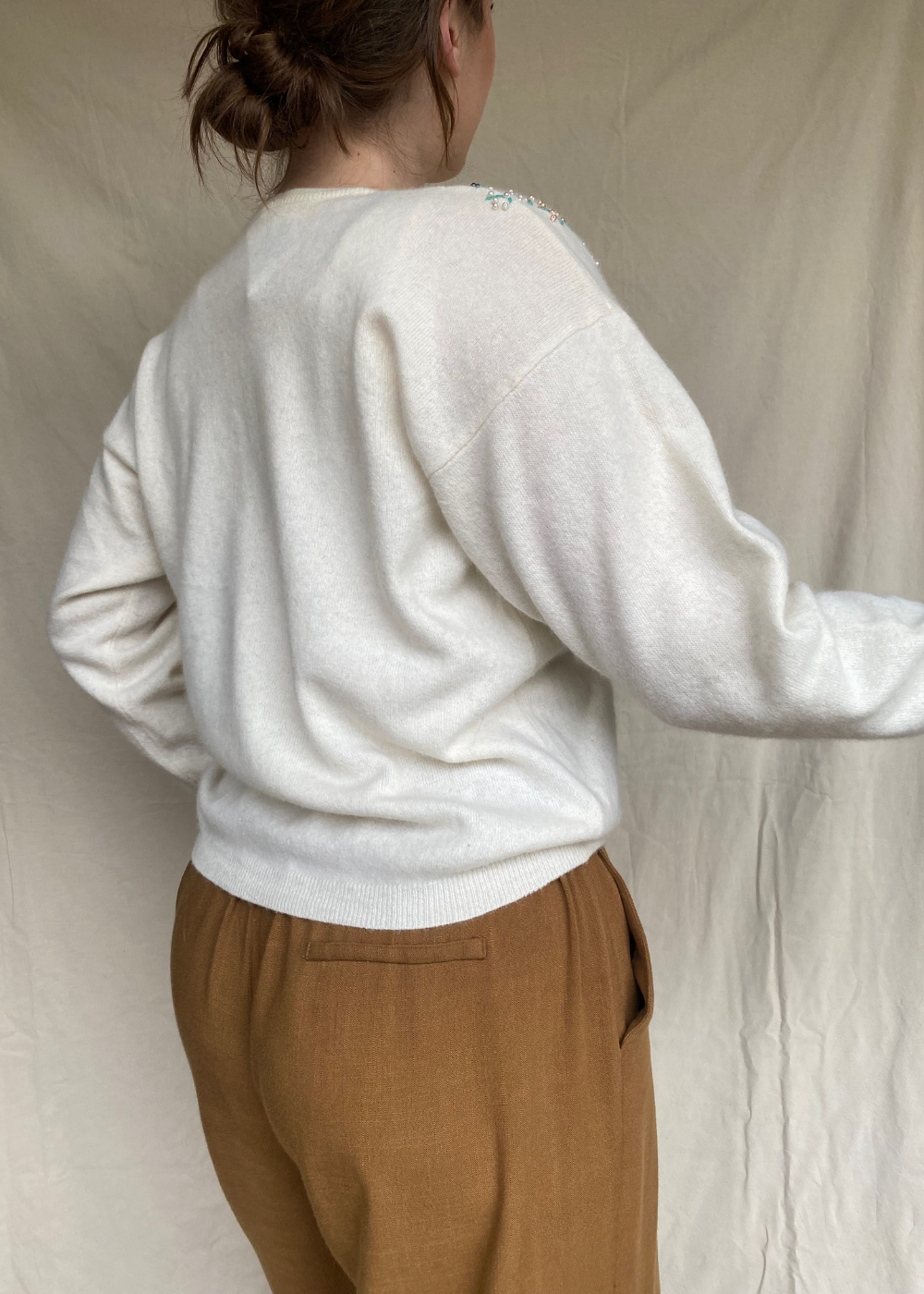 Crèmewit angorawollen vest- maat M/L