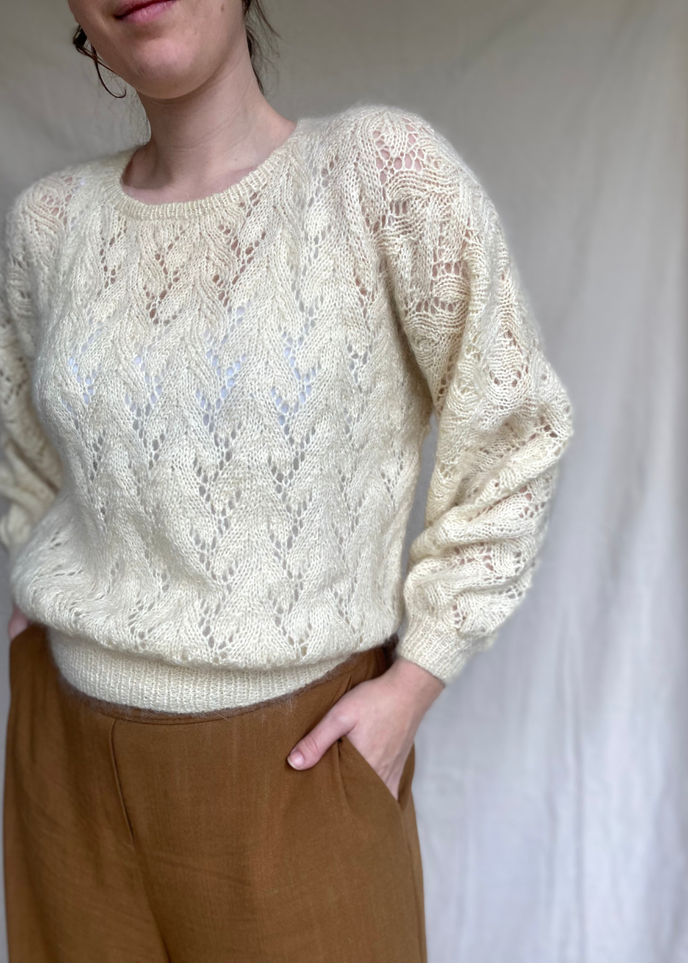 Crèmekleurige gehaakte trui – maat S/M