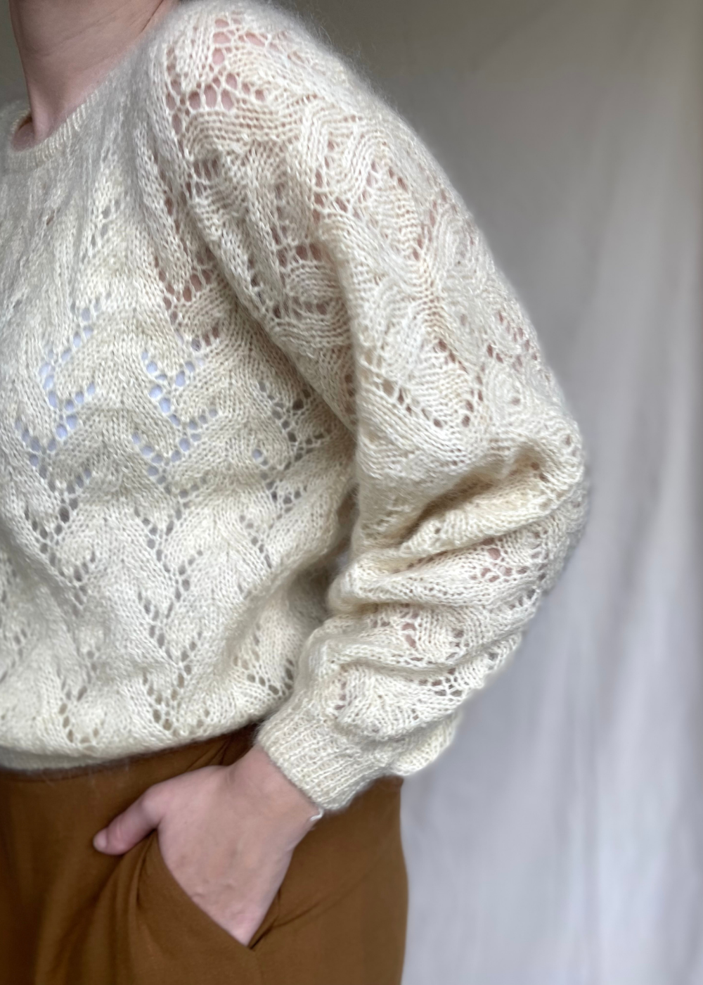 Crèmekleurige gehaakte trui – maat S/M