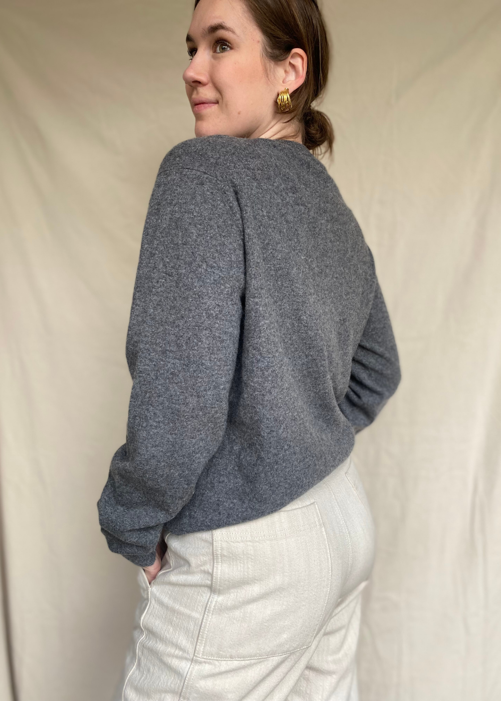Grijs lana wollen trui - maat L
