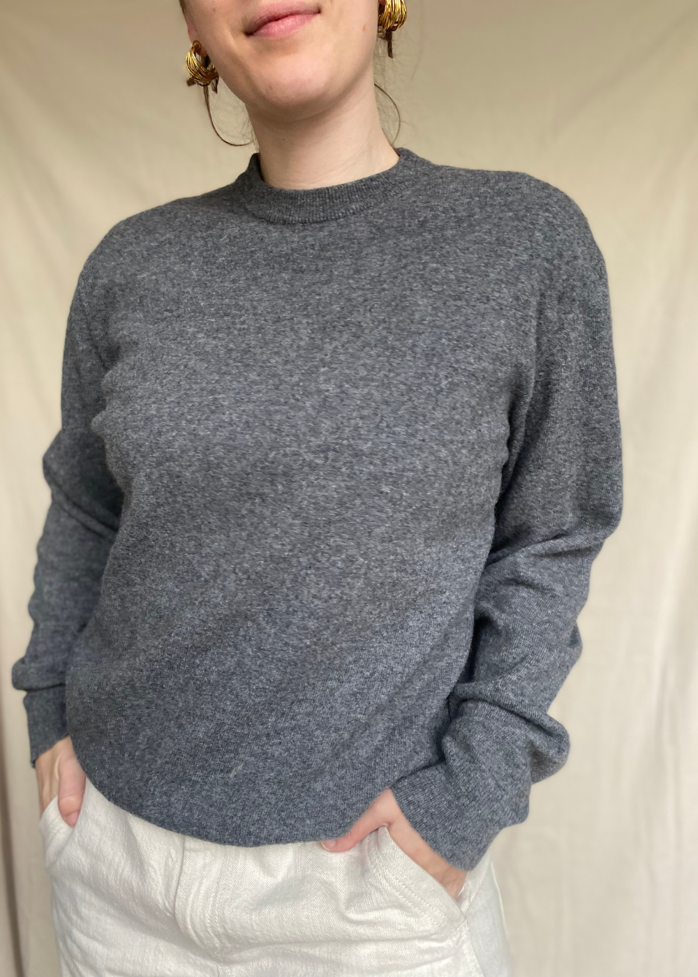 Grijs lana wollen trui - maat L