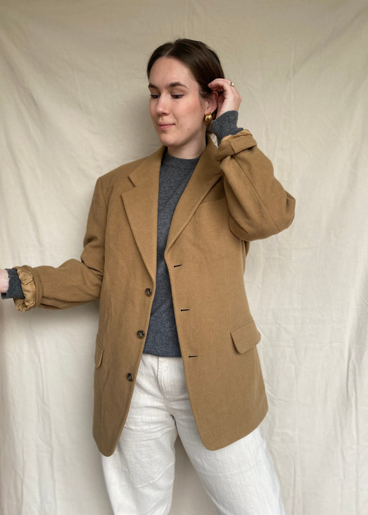 Camel bruine lana wollen blazer - maat L/XL