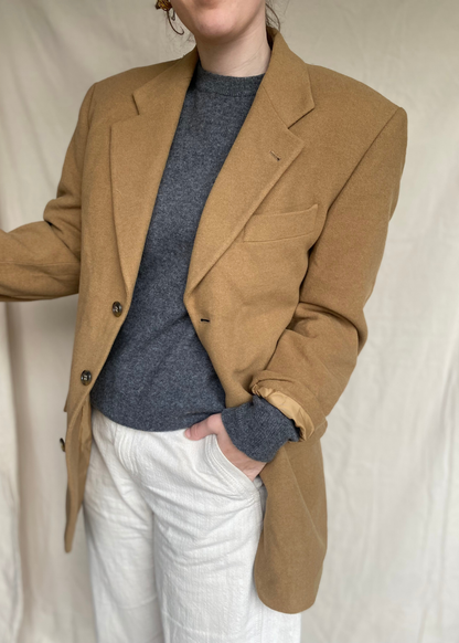 Camel bruine lana wollen blazer - maat L/XL